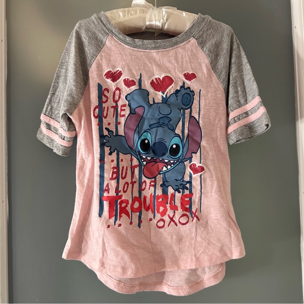 Disney Stitch Pink & Gray short sleeve Tee